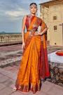 Orange Soft Patola Silk Woven Saree