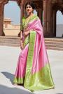 Light Pink & Light Green Paithani Jacquard Silk Saree