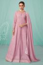 Lavender Pink  Embellished Georgette Anarkali Dress