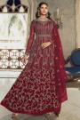 Deep Red  Net Embroidered Anarkali Dress