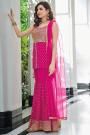 Ready To Wear Fuchsia Pink Georgette Embroidered Top & Sharara Set With Dupatta