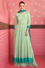 Mint Green Embroidered Side Slit Georgette Anarkali With Palazzo