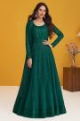 Dark Green Silk Embroidered Anarkali Dress