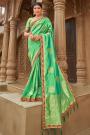 Aqua Green Banarasi Silk Woven Saree