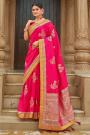 Fuchsia Pink Banarasi Silk Woven Saree