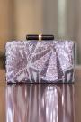 Light Grey With Lilac Sequin Embroidered Clutch Bag