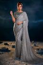 Silver Grey Metallic Luxe Fabric Embellished Sparkling Saree