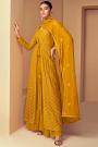 Ready To Wear Mustard Georgette Embellished Indo Western 4 Piece Attire