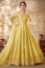 Yellow Silk Embroidered Anarkali Gown