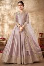 Dusty Rose Pink Silk Embroidered Anarkali Gown