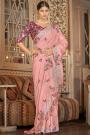 Blush Pink Organza Silk Embroidered Saree