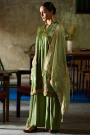 Green Velvet Embroidered Kurta Set With Beautiful Embroidered Woven Silk Dupatta
