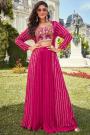 Ready To Wear Magenta Pink Chinon Embellished 3 Piece Attire