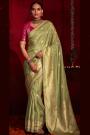 Sage Green Woven Silk Saree