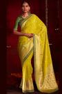 Yellow Woven Silk Saree