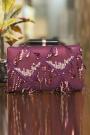 Maroon Dangling Sequin Embroidered Clutch Bag