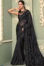 Black Sequin Embellished Georgette Saree