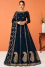 Navy blue Georgette Embroidered Anarkali Dress