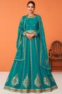 Turquoise Georgette Embroidered Anarkali Dress