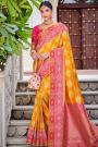 Pink & Yellow Banarasi Silk Saree