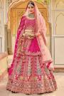 Pink Banarasi Silk Embroidered Lehenga Choli Set