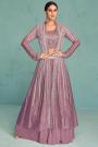 Ready To Wear Dusty Mauve Georgette Top - Skirt With Cape & Dupatta