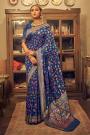 Navy Blue Silk Kashmiri Weaved Saree