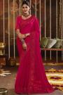 Red Silk Embroidered Border Saree