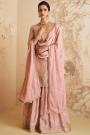 Peach-Pink Chinon Embroidered Sharara Suit