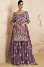 Dusty Plum Georgette Embroidered Sharara Suit