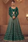 Dark Green Georgette Embellished Indo-Western Style Anarkali With Top & Skirt