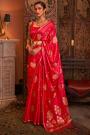 Red Satin Silk Zari Weaved Saree