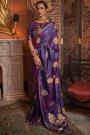 Purple Satin Silk Zari Weaved Saree