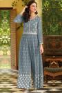 Ready To Wear Soft Blue Embroidered Georgette Indo-Western Jumpsuit