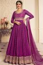 Purple Bandhani Print Silk-Chiffon Embroidered Anarkali Dress