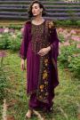 Ready To Wear Soft Velvet Kashmiri Plum Embroidered Kurta Set