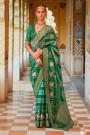 Dark Green Woven Silk Saree