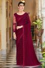 Deep Red Silk Embellished Designer Saree