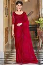 Red Silk Embellished Designer Saree