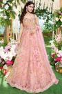 Ready To Wear Peach-Pink Net Embellished Anarkali Dress
