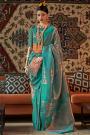 Turquoise Blue Zari Woven Silk Saree
