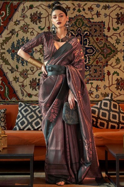 Black Zari Woven Silk Saree