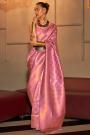 Pink Handloom Weaved Silk Saree