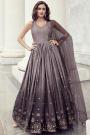 Dusty Lavender Chinon Embellished Anarkali Dress