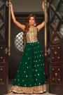 Ready To Wear Bottle Green Indo-Western Chinon Jumpsuit