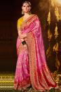 Pink Silk Embellished Bandhani Saree
