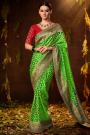 Green Silk Embellished Bandhani Saree