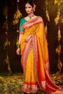 Orange Silk Embellished Bandhani Saree