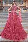Ready To Wear Crimson Pink Net Embellished Anarkali Dress