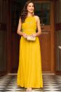 Ready To Wear Mustard Georgette Embellished Indo-Western Maxi Dress